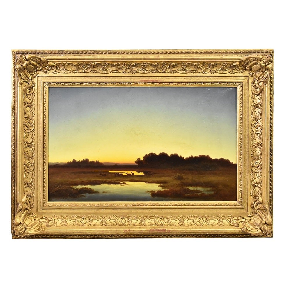 QP545 1 antique oil painting landscape nature painting XIX.jpg